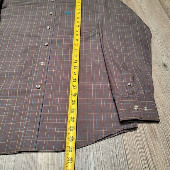Ariat Pro Series Shirt Men's Small Brown Long Sleeve Button Down Work - Picture 7 of 8